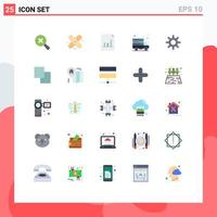 Pictogram Set of 25 Simple Flat Colors of layers wheel graph setting web server Editable Vector Design Elements