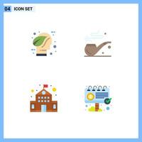 Group of 4 Flat Icons Signs and Symbols for eco education green smoke advertisement Editable Vector Design Elements