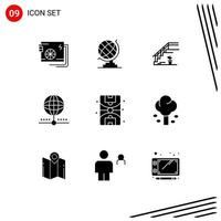 9 Universal Solid Glyphs Set for Web and Mobile Applications network database stairs connect home Editable Vector Design Elements