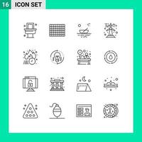 Modern Set of 16 Outlines and symbols such as discount free delivery kayak sustainable green energy Editable Vector Design Elements