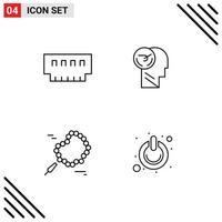 Universal Icon Symbols Group of 4 Modern Filledline Flat Colors of computers speed hardware brain pray Editable Vector Design Elements