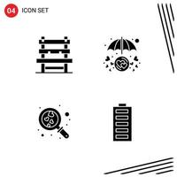 4 Creative Icons Modern Signs and Symbols of chair heart waiting love care search Editable Vector Design Elements