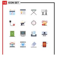 Modern Set of 16 Flat Colors Pictograph of computers fork website baby household Editable Pack of Creative Vector Design Elements