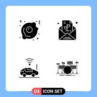 4 Solid Black Icon Pack Glyph Symbols for Mobile Apps isolated on white background 4 Icons Set Creative Black Icon vector background