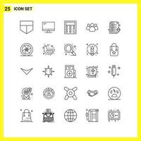 25 Icon Set Simple Line Symbols Outline Sign on White Background for Website Design Mobile Applications and Print Media Creative Black Icon vector background