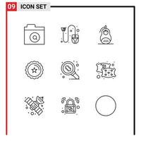 Set of 9 Vector Outlines on Grid for bacteria ecommerce fraud discount russia Editable Vector Design Elements