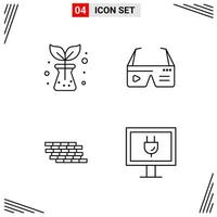 4 Icons Line Style Grid Based Creative Outline Symbols for Website Design Simple Line Icon Signs Isolated on White Background 4 Icon Set Creative Black Icon vector background