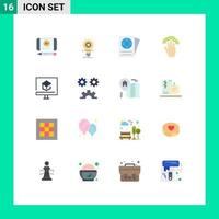 Group of 16 Modern Flat Colors Set for knowledge multiple touch document interface gestures Editable Pack of Creative Vector Design Elements