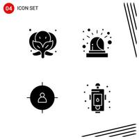 Collection of 4 Vector Icons in solid style Pixle Perfect Glyph Symbols for Web and Mobile Solid Icon Signs on White Background 4 Icons Creative Black Icon vector background