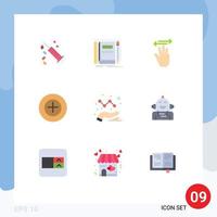 9 Thematic Vector Flat Colors and Editable Symbols of analytics more sketching add left Editable Vector Design Elements