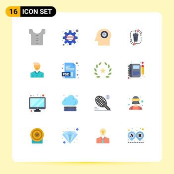 Modern Set of 16 Flat Colors and symbols such as face avatar head recycle garbage Editable Pack of Creative Vector Design Elements