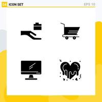 User Interface Pack of 4 Basic Solid Glyphs of folder imac cart computer bleeding Editable Vector Design Elements