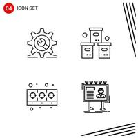 Collection of 4 Vector Icons in Line style Pixle Perfect Outline Symbols for Web and Mobile Line Icon Signs on White Background 4 Icons Creative Black Icon vector background