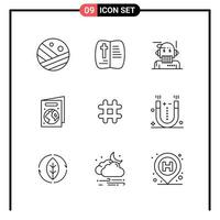 conjunto de 9 iconos de estilo de línea para web y símbolos de esquema móvil para signos de icono de línea de impresión aislados en fondo blanco 9 conjunto de iconos fondo de vector de icono negro creativo