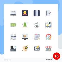 User Interface Pack of 16 Basic Flat Colors of transfer money grid note book hobby Editable Pack of Creative Vector Design Elements