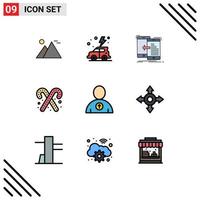 conjunto de 9 iconos de interfaz de usuario modernos signos de símbolos para dulces postre coche bastón de caramelo gestión elementos de diseño vectorial editables vector