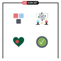 4 paquete de iconos planos de interfaz de usuario de signos y símbolos modernos de elementos de diseño vectorial editables de física del alfabeto abc atom bangla vector