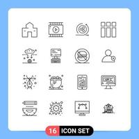 Stock Vector Icon Pack of 16 Line Signs and Symbols for antenna image video design frame scince Editable Vector Design Elements