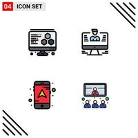 Stock Vector Icon Pack of 4 Line Signs and Symbols for printing navigation computer profile conference Editable Vector Design Elements