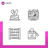 Outline Icon set Pack of 4 Line Icons isolated on White Background for responsive Website Design Print and Mobile Applications Creative Black Icon vector background