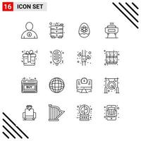 conjunto perfecto de píxeles de 16 iconos de línea conjunto de iconos de esquema para el diseño de sitios web y la interfaz de aplicaciones móviles fondo de vector de icono negro creativo