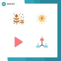 Pictogram Set of 4 Simple Flat Icons of autumn play leaf solar twitter Editable Vector Design Elements