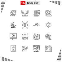 Outline Pack of 16 Universal Symbols of space app tasks publish search Editable Vector Design Elements