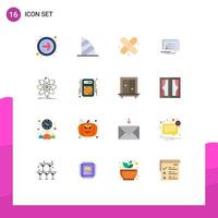 Universal Icon Symbols Group of 16 Modern Flat Colors of chemistry atom bandage write sms Editable Pack of Creative Vector Design Elements