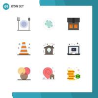 9 User Interface Flat Color Pack of modern Signs and Symbols of laptop home bag design vlc Editable Vector Design Elements