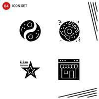 Collection of 4 Vector Icons in solid style Pixle Perfect Glyph Symbols for Web and Mobile Solid Icon Signs on White Background 4 Icons Creative Black Icon vector background