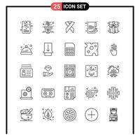 conjunto de 25 iconos de estilo de línea para web y símbolos de esquema móvil para signos de icono de línea de impresión aislados en fondo blanco conjunto de 25 iconos fondo de vector de icono negro creativo