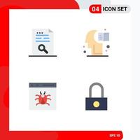 Mobile Interface Flat Icon Set of 4 Pictograms of content app file education bug Editable Vector Design Elements
