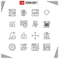 16 Icons Line Style Grid Based Creative Outline Symbols for Website Design Simple Line Icon Signs Isolated on White Background 16 Icon Set Creative Black Icon vector background