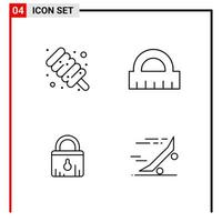 4 General Icons for website design print and mobile apps 4 Outline Symbols Signs Isolated on White Background 4 Icon Pack Creative Black Icon vector background