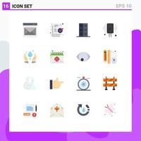 16 User Interface Flat Color Pack of modern Signs and Symbols of ecology audio biology mic microphone Editable Pack of Creative Vector Design Elements