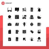 User Interface Pack of 25 Basic Solid Glyphs of fruit note home interface app Editable Vector Design Elements