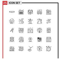 Pack of 25 creative Lines of watch digital note clock seo Editable Vector Design Elements