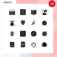 Set of 16 Commercial Solid Glyphs pack for engagement user setting user configuration energy Editable Vector Design Elements