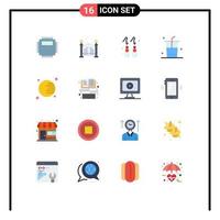 Set of 16 Commercial Flat Colors pack for planet shopping earring shop drinks Editable Pack of Creative Vector Design Elements