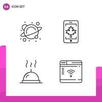 Outline Icon set Pack of 4 Line Icons isolated on White Background for responsive Website Design Print and Mobile Applications Creative Black Icon vector background