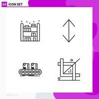 Line Icon set Pack of 4 Outline Icons isolated on White Background for Web Print and Mobile Creative Black Icon vector background