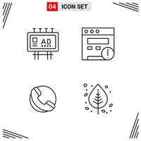 4 Icons Line Style Grid Based Creative Outline Symbols for Website Design Simple Line Icon Signs Isolated on White Background 4 Icon Set Creative Black Icon vector background