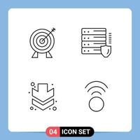 User Interface Pack of 4 Basic Filledline Flat Colors of target down money protection connection Editable Vector Design Elements