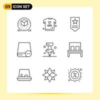 Set of 9 Modern UI Icons Symbols Signs for marker hardware insignia gadget devices Editable Vector Design Elements