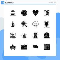 Editable Vector Line Pack of 16 Simple Solid Glyphs of strategy chess heart park slider Editable Vector Design Elements
