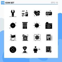 Modern 16 solid style icons Glyph Symbols for general use Creative Solid Icon Sign Isolated on White Background 16 Icons Pack Creative Black Icon vector background