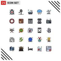 25 User Interface Filled line Flat Color Pack of modern Signs and Symbols of thunder lightning tennis racket cloud shower Editable Vector Design Elements