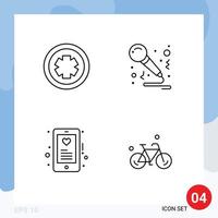 4 User Interface Line Pack of modern Signs and Symbols of medical heart test party mobile Editable Vector Design Elements