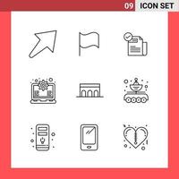 9 Icon Pack Line Style Outline Symbols on White Background Simple Signs for general designing Creative Black Icon vector background