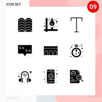 Pack of 9 Modern Solid Glyphs Signs and Symbols for Web Print Media such as historic architecture family arch message Editable Vector Design Elements